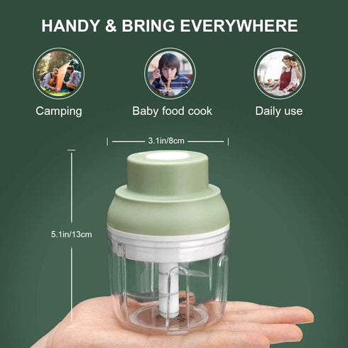 Electric Garlic Chopper Mini, Garlic Masher Mincer Crusher Pepper Chili Nuts Meat Grinder, Food Processor Small with Garlic Peeler And Spoon, 250M...