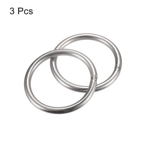 uxcell Stainless Steel O Rings, 3pcs 50mm(1.97") Outer Dia. 5mm Thickness Multi-Purpose Metal Welded O-rings Round Rings for Hardware Luggage Acce...