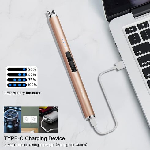 ARECTECH Rechargeable Electric Candle Lighter Arc Plasma Windproof Lighter for Candle Kitchen Birthday Gift for Mom Men Wife with Type-C Cable Cha...
