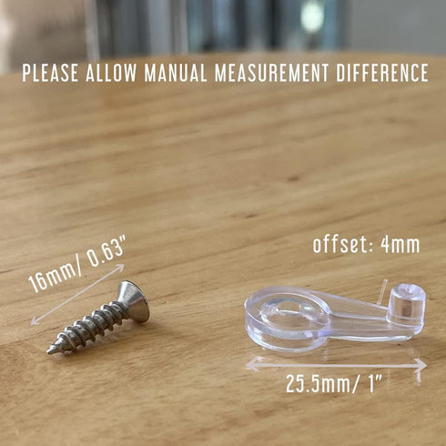 50 Piece Clear Glass Retainer Clips, 4mm Offset, Screen Clips with Screws, Cabinet Door Glass Retainer Clips, Glass Fasteners...