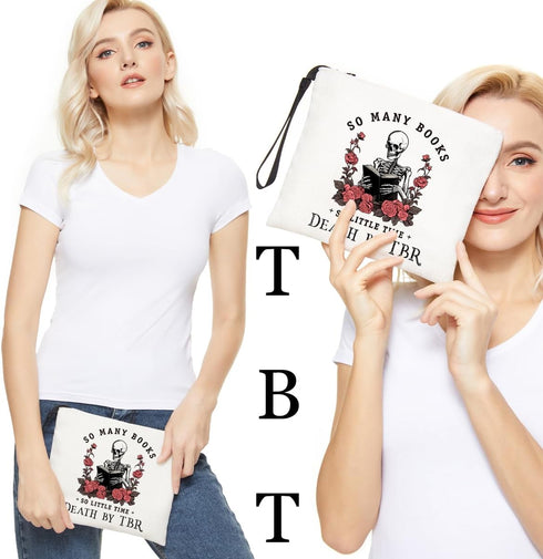 Book Lovers Gifts Makeup Bag Book Club Gifts Cosmetic Travel Bag Bookish Gifts Zipper Pouch Book Themed Gifts Skincare Bag Bookworm Reading Christ...