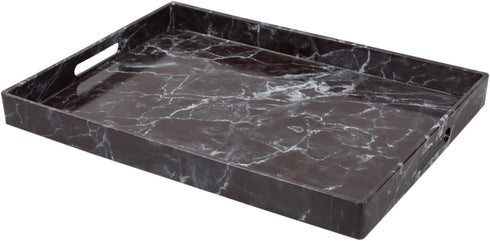 HDS Serving Tray Trading 18 x 13 Coffee Tray Faux Marble, Black...