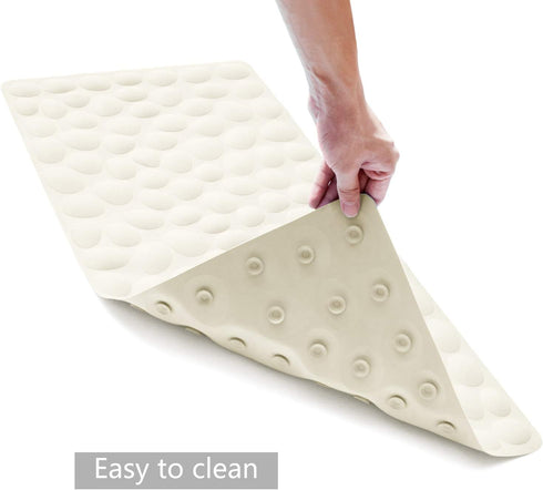 Non-Slip Bathtub Mat OTHWAY Soft Rubber Bathroom Bathmat with Strong Suction Cups (Beige)...