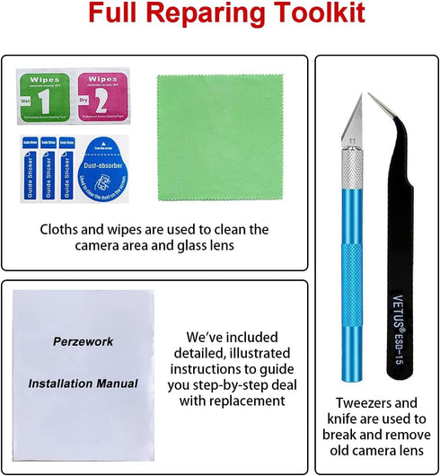 OEM Rear Back Camera Glass Lens Replacement for iPhone 13 and iphone 13 mini with Pre-Installed Adhesive and Repair Tool Kit...