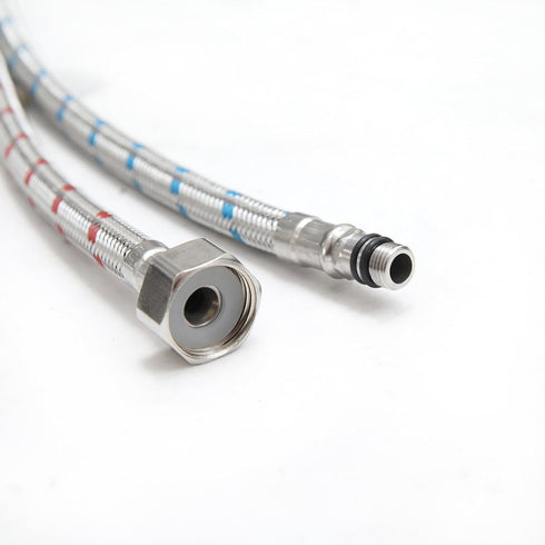 16-Inch Long Faucet Connector Braided Stainless Steel Supply Hose 3/8-Inch Female Compression Thread x M10 Male Connector, x 2 Pcs (1 Pair)...