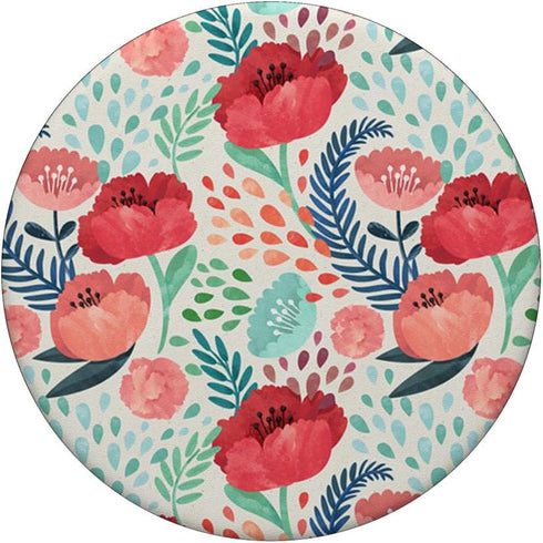 Red Poppy Watercolor Fine Art Floral Pattern Pink Mint Green PopSockets PopGrip: Swappable Grip for Phones & Tablets PopSockets Adhesive PopGrip...