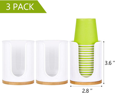3 Pack Bathroom Cup Dispenser Countertop Storage White Mouthwash Cups Holder, Plastic Small Disposable Paper Cup Holders for Bathroom Sink Counter...