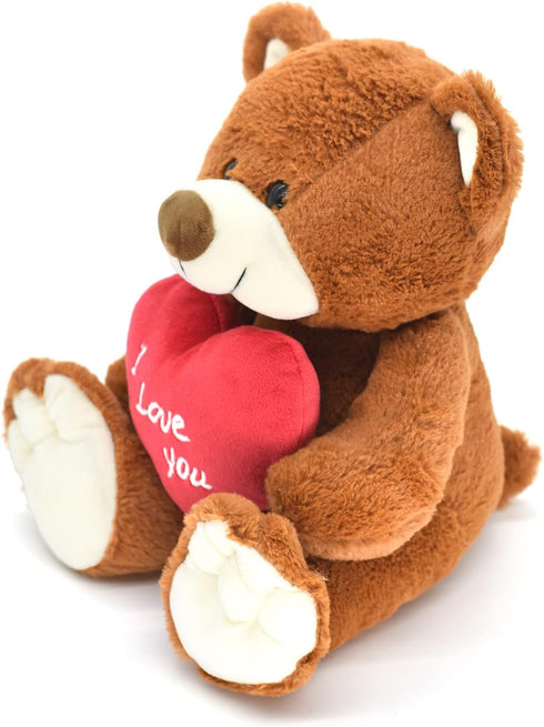 I Love You! 10'' Teddy Bear with Red Heart, Soft Plush Bear Doll Stuffed Animal Toys Valentines Day Decor Gifts for Her/Girlfriend Lover Mom Kids ...