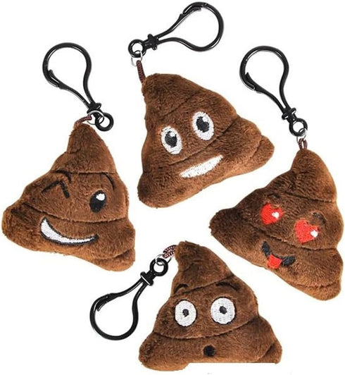 Emoji Poop Plush Key Chain Backpack Clips 2.75" - 12 Pack Assorted...