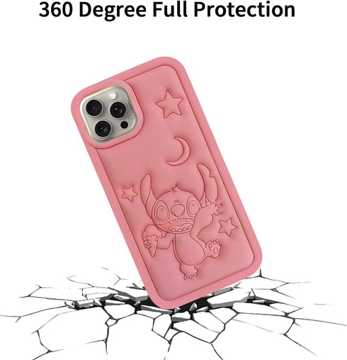 Compatible with iPhone 14 Pro Max/15 Pro Max Case, Cute 3D Cartoon Cool Soft Silicone Animal Character Waterproof Protector Cover Housing Skin for...