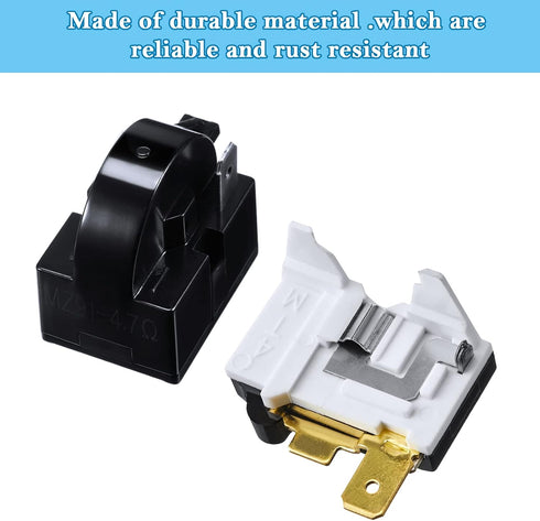 Mudder QP2-4.7 PTC Starter Relay 1 Pin Refrigerator Starter Relay and 6750C-0005P Overload Protector Compatible with LG Refrigerator Compressor, 2...