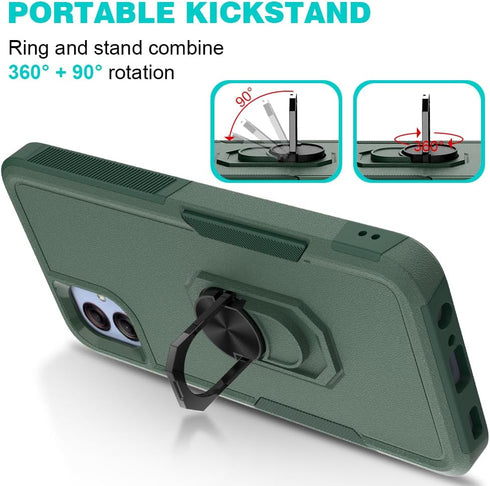 for Samsung Galaxy A04e Case with Tempered Glass Screen Protector,Dual Layer Shockproof Magnetic Kickstand Phone Case with Rotatable Ring Holder f...