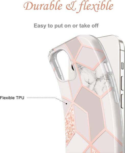 JAHOLAN Bling Glitter Sparkle Case Compatible with iPhone 12 Mini Marble Design Clear Bumper TPU Soft Rubber Silicone Cover Phone Case 5.4 inch - ...