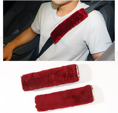 2 Pack Car Seat Belt Pads,Seat Belt Cushions Shoulder Pad,Seat Belt Shoulder Strap Covers,Soft and Comfort Protect You Neck and Shoulder (Fur Wine...