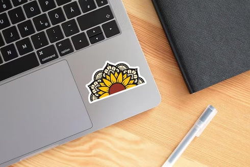 3PCS Sunflower Mandala Sticker, Funny Waterproof Vinyl Sticker for Hard Hat Laptop Water Bottle Phone Case Merchandise Decor Decal Stuff Birthday ...