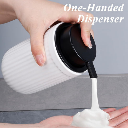 BosilunLife Foam Hand Soap Dispenser - White Ceramic Foaming Soap Dispenser for Bathroom 12oz Refillable Liquid Lotion Soap Dispenser with rust-pr...