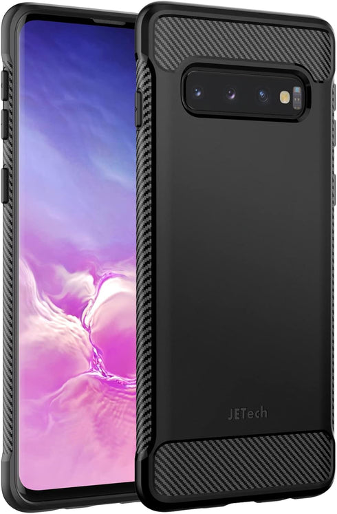 JETech Slim Fit Case for Samsung Galaxy S10, Thin Phone Cover with Shock-Absorption and Carbon Fiber Design (Black)...