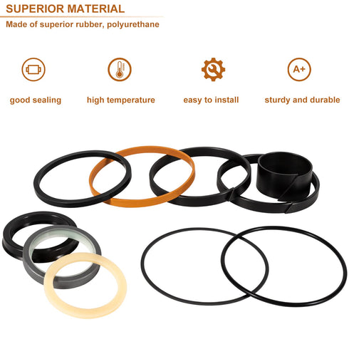 for Case 1543273C1/Case G109423/Case G105545 Hydraulic Cylinder Seal Kit (for Rod Size: 2'', Bore Size: 4'') for Case 450 455 550 580 650 680 780 ...