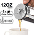 French Press Coffee Maker Carafe Coffee Presser Heat Resistant Glass with 3 Level Filtration System Stainless Steel Brews Coffee and Tea Press 12 ...