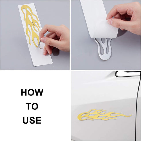 SUPERFINDINGS 6PCS 3 Colors 8x1.9Inch Flame Decals Plastic Flame Car Stickers Decals for Motorcycle Car Window Wall...