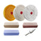 PURUI 7PC 4 Inch Buffing Wheel Kit for Drill or Mini Bench Grinder-Includes 3PC Buffing Wheels with Shellac Pin-Hole Center-3PC 100g Bar Brown, Bl...