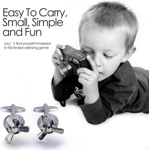 Propeller Cufflinks Set, BagTu Airplane Propeller Set, 2pcs Plane Aircraft Fan Blade Cufflinks with Gift Box and 1pc Greeting Card...