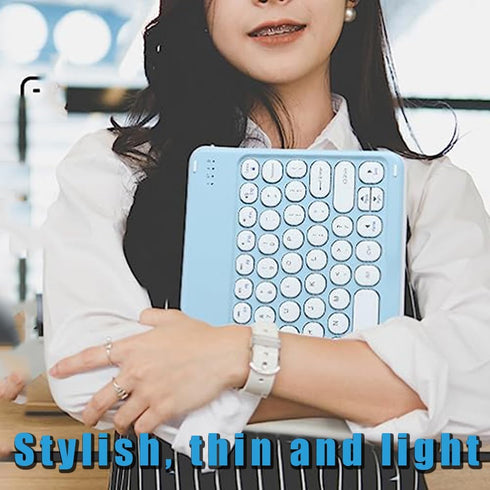 Bluetooth Wireless Keyboard and Mouse Combo-Rechargeable Mini Cute Typewriter Wireless Mouse and Keyboard-Portable Retro Ultra-Slim Keyboard Mouse...