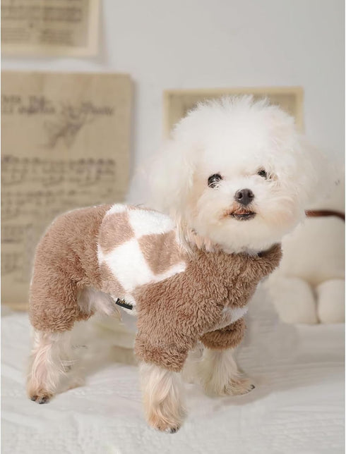 Dog Pajamas Spring Dog Sweaters for Small Dogs Girl Boy Chihuahua Clothes Lightweight Fleece Pet Jumpsuit Cat Onesie Clothing, XS, Beige...