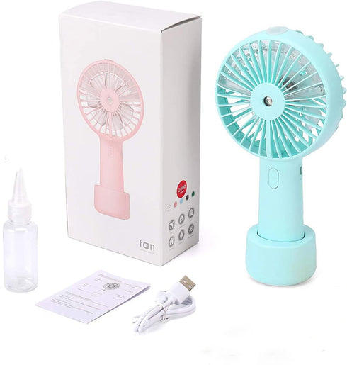 Portable Hand held Misting Fan, Small Personal 2000mAh USB Rechargeable Battery Operated Spray Fan Mister with Water Tank Mist Lash Fan 3 Speed St...