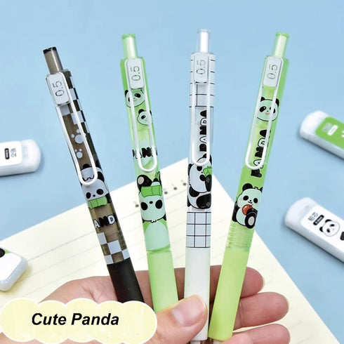 4 Pcs Mechanical Pencils with Refills 0.5mm Cute Panda Mechanical Pencil Kawaii Cartoon Pencils School Pencil for Kids Students Girls Boys Women (...