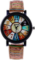 Women's Multicolor Denim Artificial Leather Strap Number Turntable Quartz Bracelet Wrist Watch...