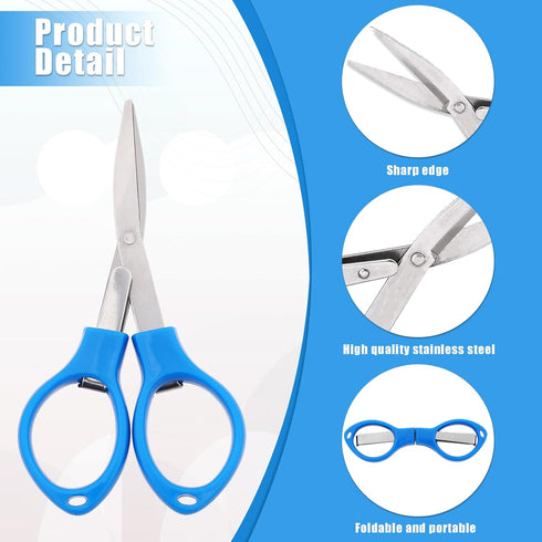 3 PCS Small Folding Scissors Portable Paper Cutter Scissors Fabric Keychain Scissors Stainless Steel Travel Scissors Safety Retractable Glasses-Sh...