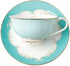 Cup& Saucer Set Bone China Porcelain Tea Coffee Cup for Breakfast Afternoon Tea- Blue Stripe Pattern (1)...