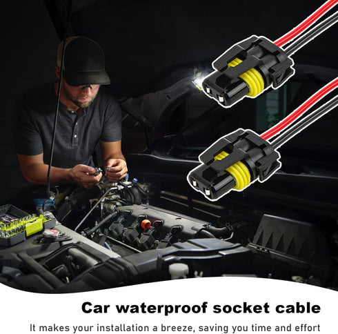 2 PCS 9005 9006 9012 HB3 HB4 Female Adapter Wiring Harness Sockets, Auto Wire Connector for Headlights Fog Lights, Headlamp Harness Connector Repl...