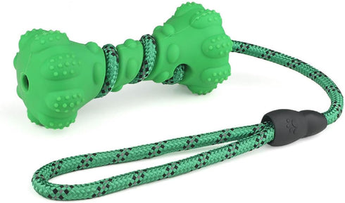 Ultra Durable Non-Toxic Dog Chew Toy *100% Safe Natural Rubber ; *Interactive Toys, Better to Play with Pet; Material: Natural Rubber+Nylon (Green...