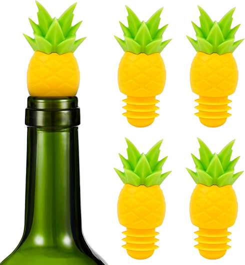 4Pcs Wine Stoppers for Wine Bottles - Pineapple Wine Stopper Wine Bottle Caps Reusable Wine Bottle Stopper Silicone Wine Stopper - Pineapple Bottl...
