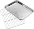 Baking Sheet with Rack Set, Stainless Steel Cookie Sheet and Cooling Rack, 9.5 Inch X 7 Inch X 1 Inch...