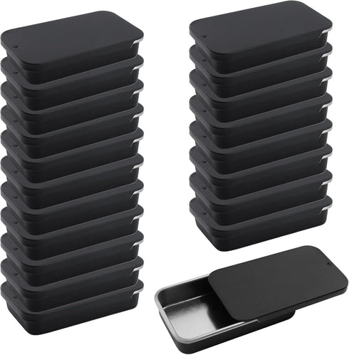 Coshar 20pcs Mini Slide Top Tin Containers Portable Rectangular Box for Crafts Storage, DIY Lip Balms and Solid Perfumes(Black)...