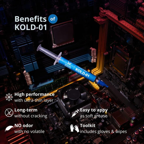 KOLD-01, High Performance Silicone Thermal Paste for Cooling All CPU/Heatsinks, Silicone Paste Designed for Easy Spreading, Inc. Gloves & Cleaning...