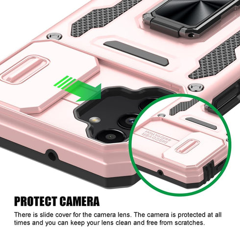 for Samsung Galaxy A13 5G Case, for Galaxy A13 4G Case, Shockproof Phone Case & Sliding Camera Cover & Ring Holder Kickstand with Screen Protector...