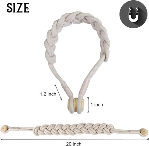 BEL AVENIR Curtain Tiebacks Magnetic Woven Curtain Holdback Drapery Tie-back (Blush-2Pack)...
