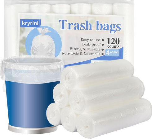 4-gallon Strong Trash Bags Garbage Bags, Bathroom Trash Can Bin Liners, Small Plastic Bags for Home, Office, Kitchen, Bedroom, Clear...