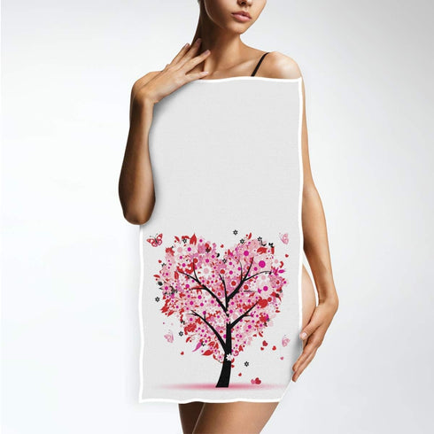 Pink Flowers Heart Tree Hand Towels 16x30 in Romantic Love Spring Trees Butterfly Bathroom Towel Ultra Soft Absorbent Small Bath Towel Kitchen Dis...