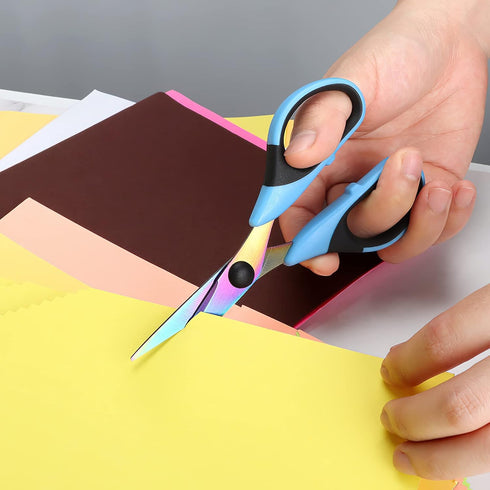 Craft Scissors Set of 3 Pack, All Purpose Sharp Titanium Blades Shears, Rubber Soft Grip Handle, Multipurpose Fabric Scissors Tool Set Great for O...