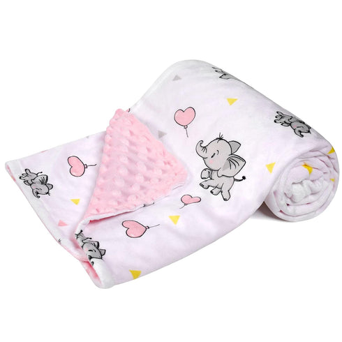 DaysU Silky Micro Soft Plush Baby Blankets for Girls with Print Animal Pattern and Soothing Raised Dots, Double Layer Bed Throws for Baby Crib, El...