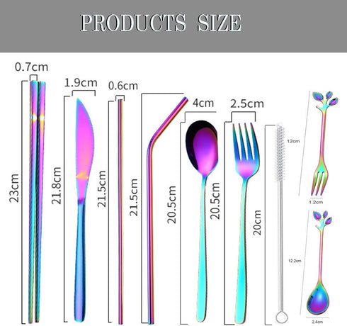 Travel Utensils Set with Case Reusable Stainless Steel Silverware Flatware Set 9 Pcs Portable Cutlery Eating Utensils Set for Lunch Boxes Workplac...