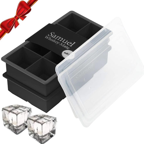 Samuelworld Large Silicone Ice Cube Tray Molds, 2-Pack, Big 2 Inch Cubes - BPA Free, Flexible, 8 Cavity Easy Release Slow Melting Ice for Whiskey,...