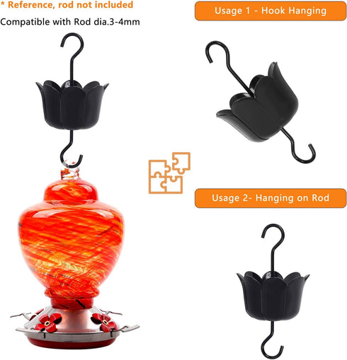 Ant Moat Hook for Hummingbird Feeders|Extra Large Capacity Ant_ Trap for Outdoor Yard Hanging Feeders, Flower Shape Hummingbird Feeder Insect_Guar...