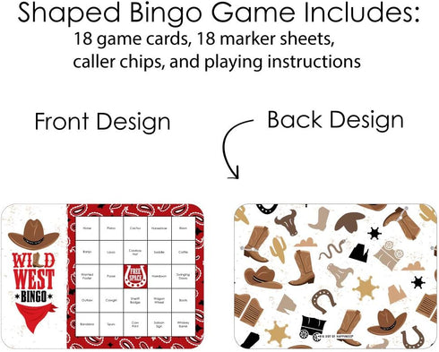 Big Dot of Happiness Western Hoedown - Bar Bingo Cards and Markers - Wild West Cowboy Party Bingo Game - Set of 18...