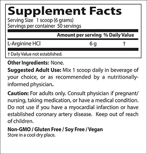 Doctor's Best L-arginine HCL Powder, non-gmo, vegan, Gluten Free, Soy Free, Helps Promote Muscle Growth, 300g...